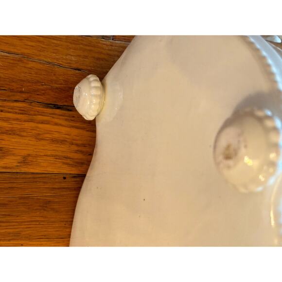 1950’s White Porcelain Cache Pot, Tray  from Alcora with Rams Decoration Rare - Picture 10 of 16